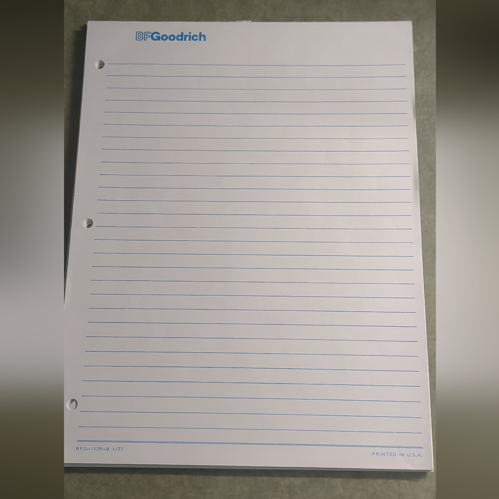 BF Goodrich notebook paper